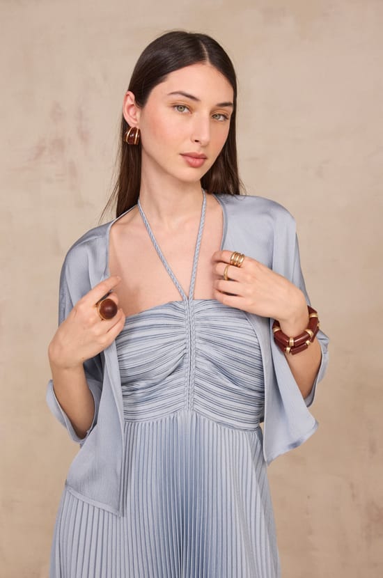 Fluid bolero with 3/4 sleeves DINO;${refinementColor}