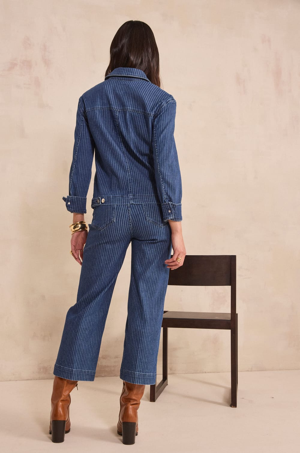 Rosie Cropped Striped Cotton Straight Pants;${refinementColor}