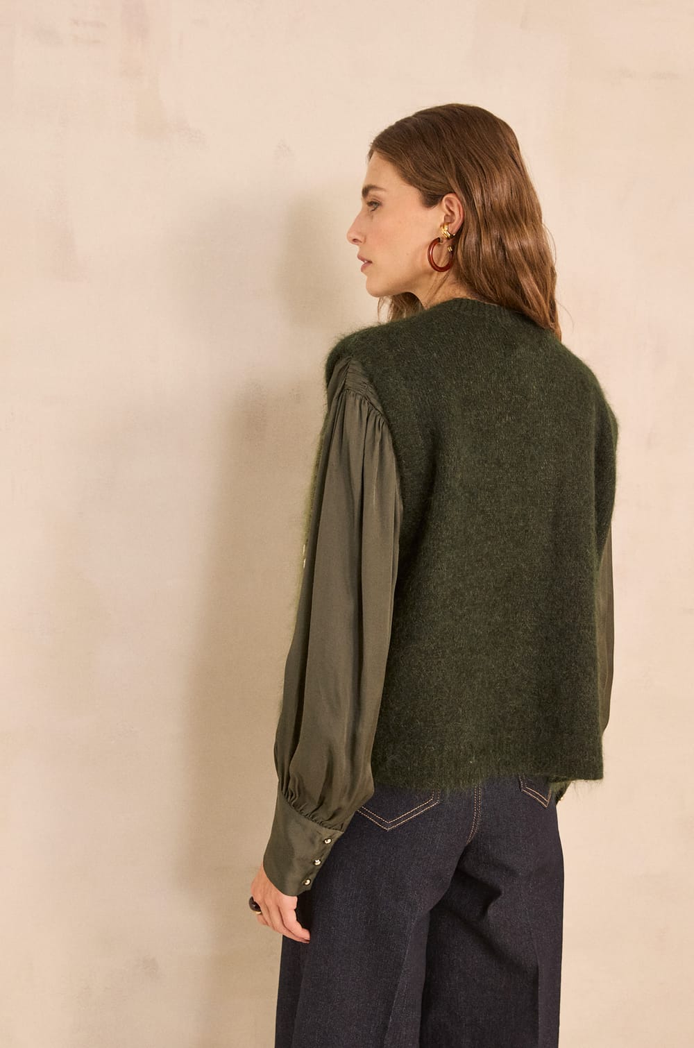ALPHA sleeveless mohair vest;${refinementColor}