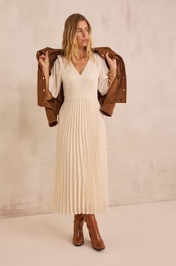 BILLIE pleated long dress;${refinementColor}