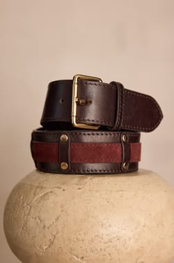 LEONARD leather Belt;${refinementColor}