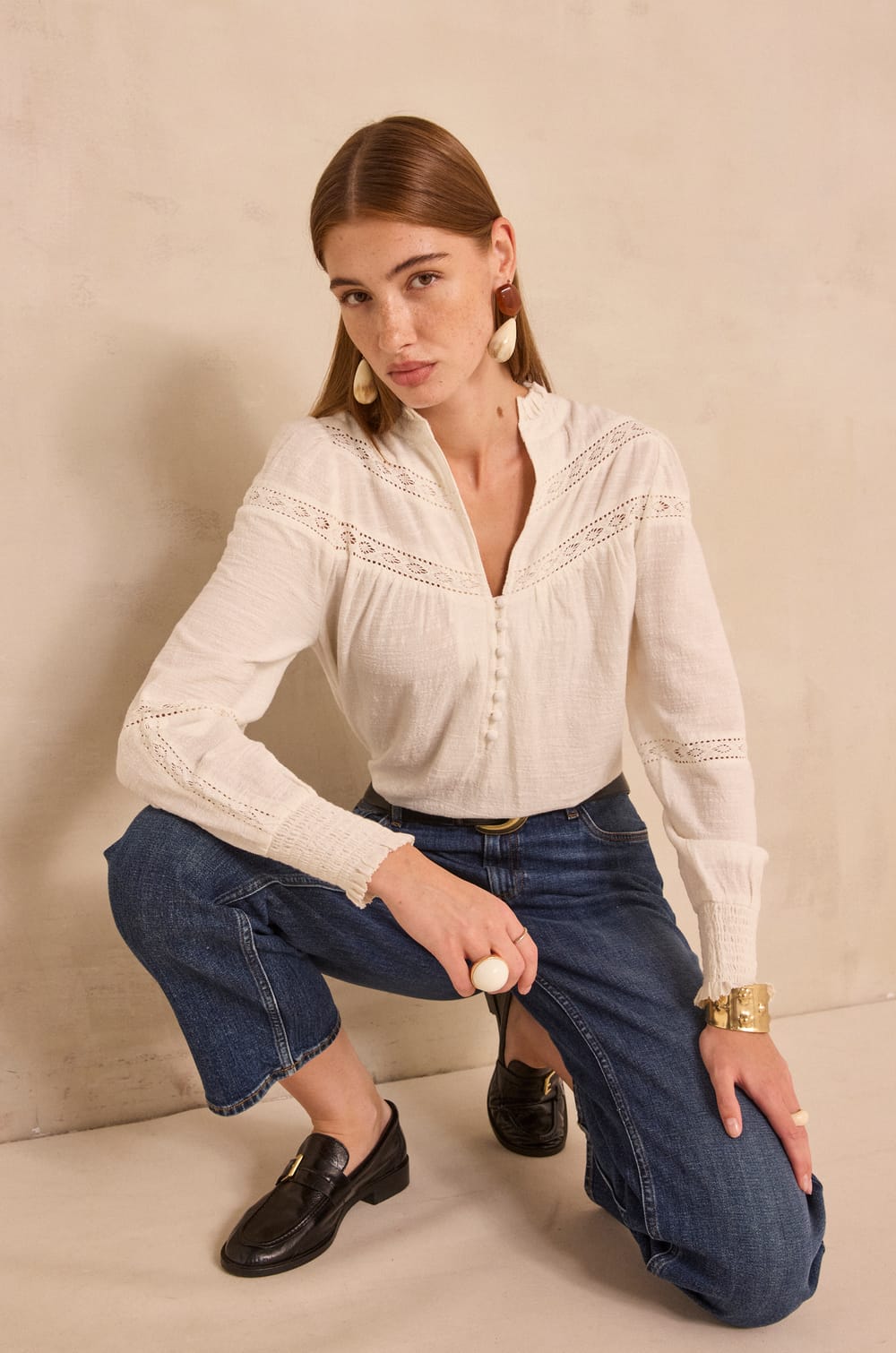 Blouse brod&eacute;e en coton MAGNOLIA ;${refinementColor}