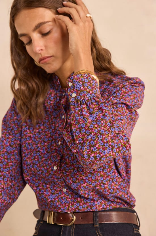 Long sleeve cotton blouse MANUELLA;${refinementColor}