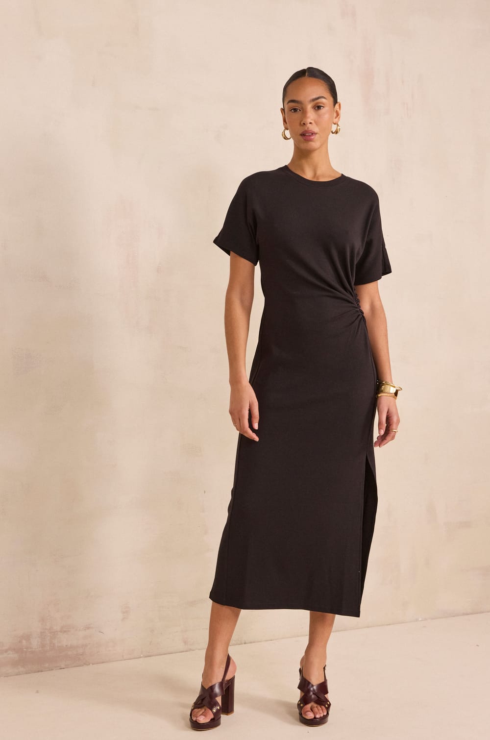 Slim fit dress in mixed cotton BRISBANE;${refinementColor}