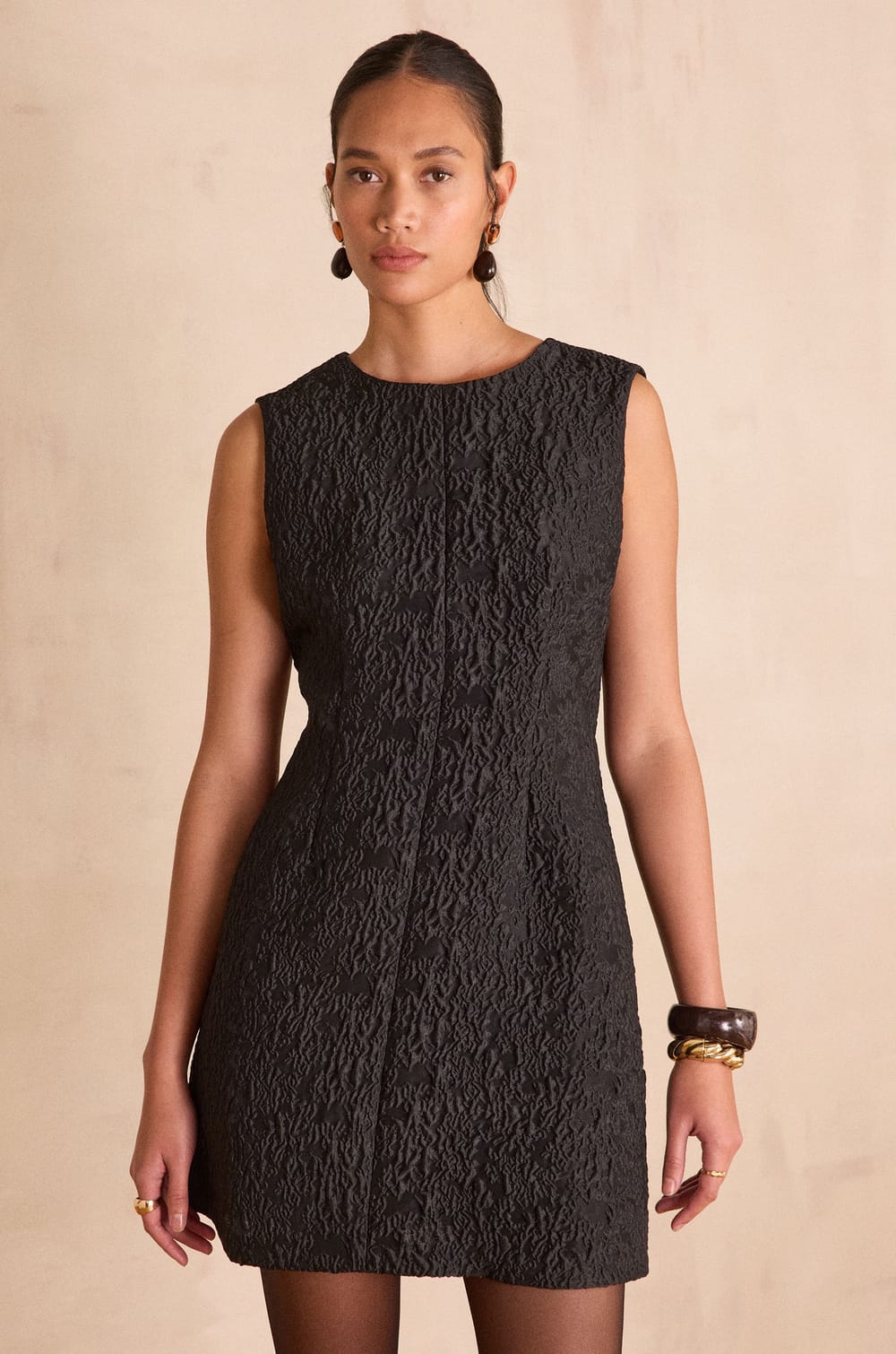 Sleeveless jacquard Dress REINE;${refinementColor}