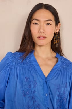 Long sleeve cotton blouse DARCIE;${refinementColor}