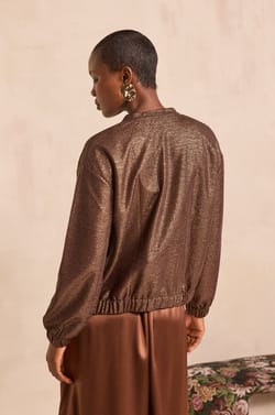 Teddy bomber jacket with sparkling threads;${refinementColor}
