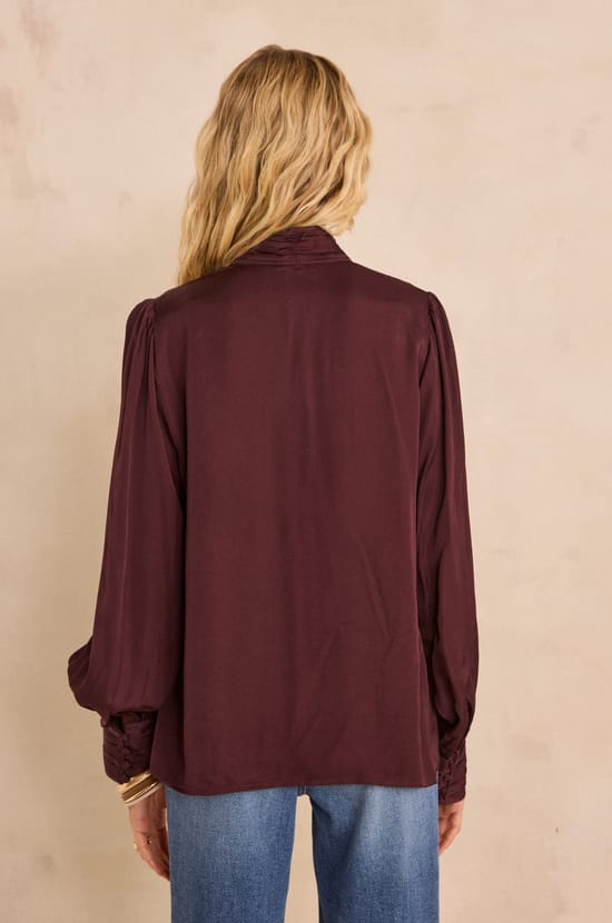 MAY high-neck satin blouse;${refinementColor}