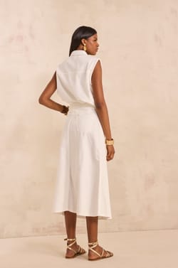 ORCHYDEE woven cotton midi skirt;${refinementColor}