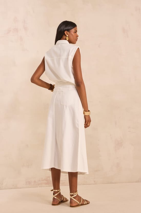 ORCHYDEE woven cotton midi skirt;${refinementColor}