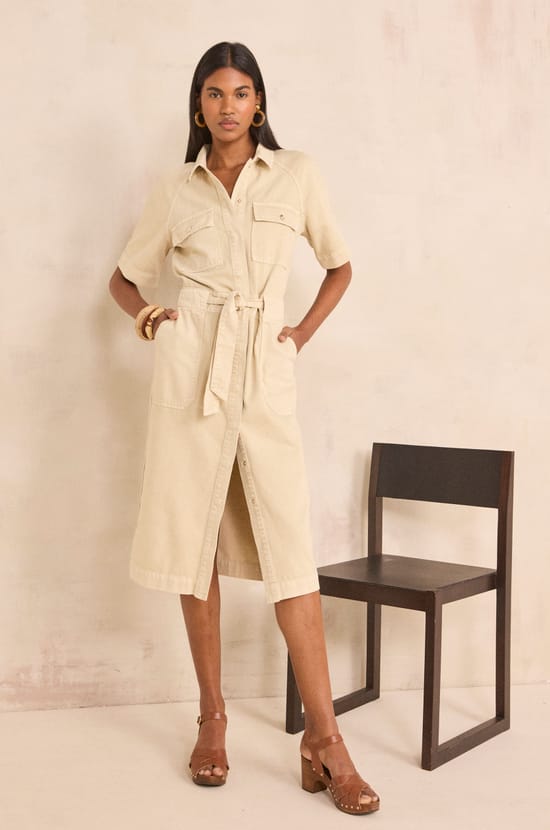 BETANIE cotton saharan dress;${refinementColor}