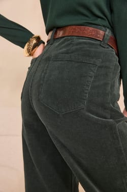 Pantalon large en velours vert sapin REBECCA;${refinementColor}