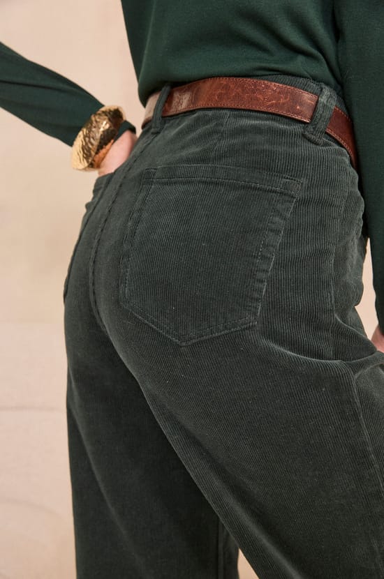 Wide forest green velvet trousers REBECCA;${refinementColor}