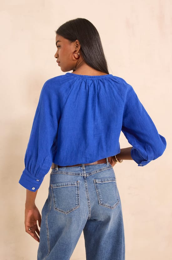 Blouse &agrave; manches 3/4 en lin DAMIA;${refinementColor}