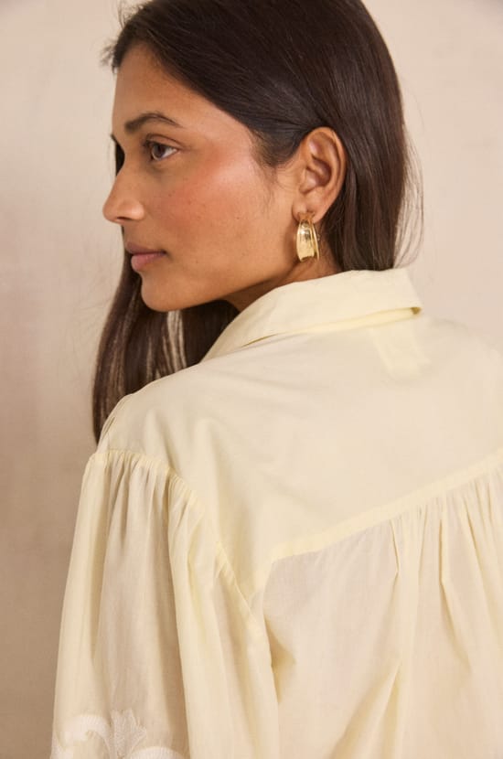 DARWIN long-sleeved embroidered cotton blouse;${refinementColor}