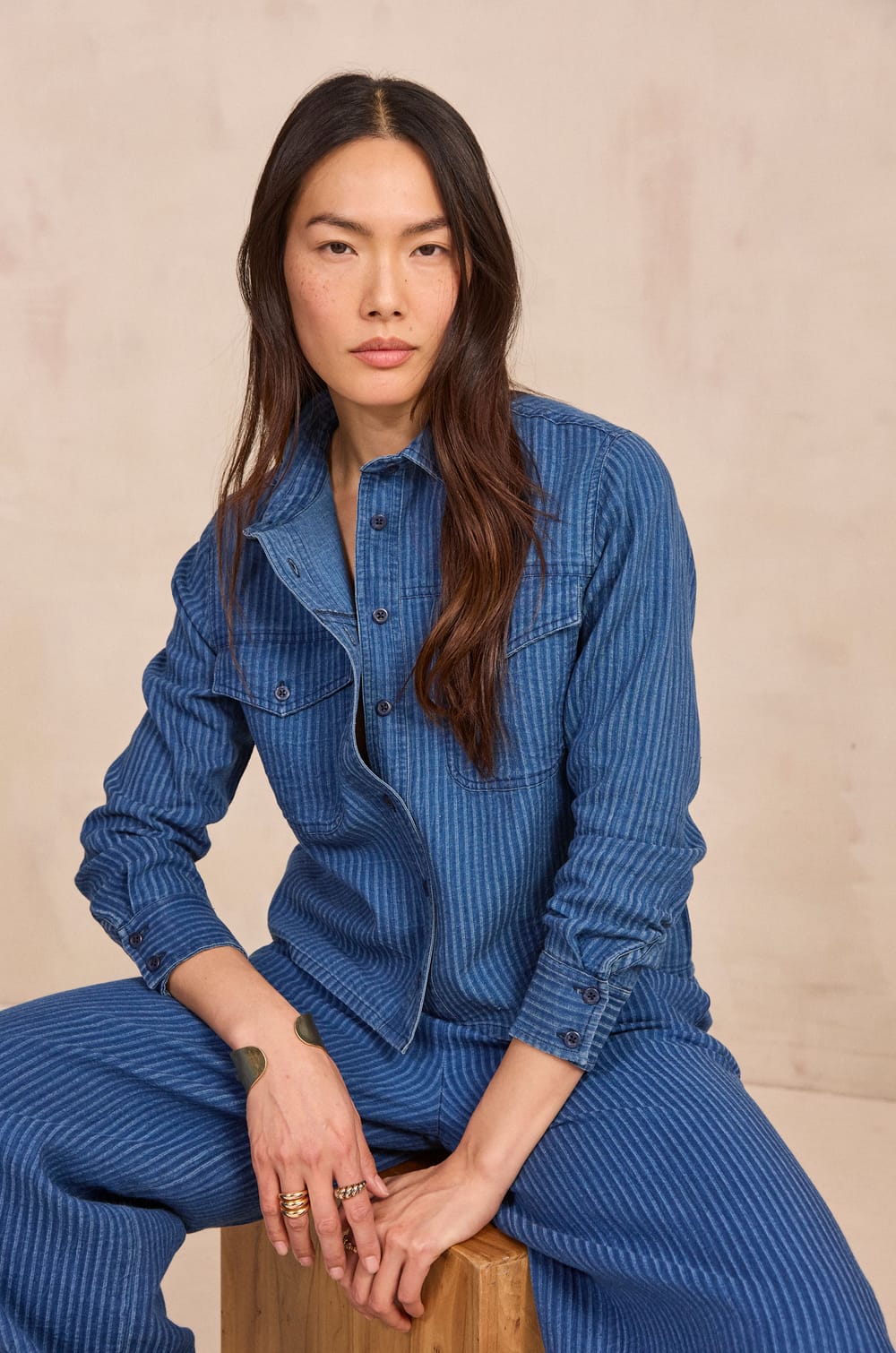 DORA long-sleeved cotton blouse;${refinementColor}