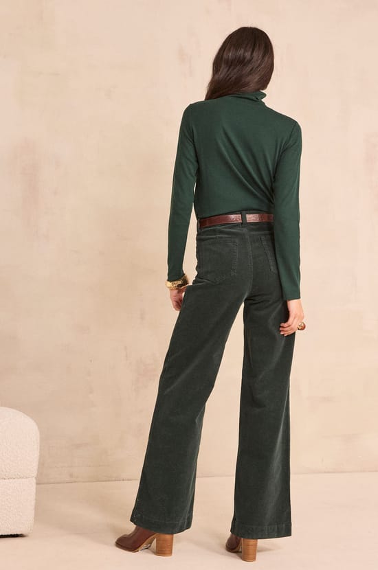 Wide forest green velvet trousers REBECCA;${refinementColor}