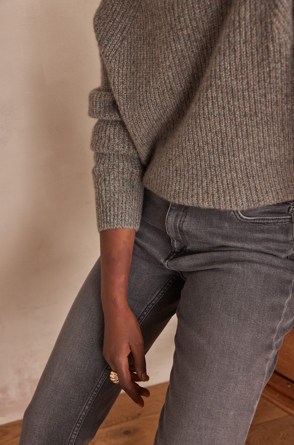 BRUCE ribbed jumper 100% cashmere - 6 ply;${refinementColor}