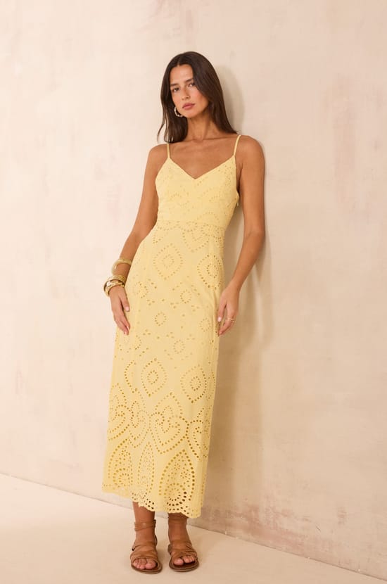 BERYLE cotton strap-embroidered dress;${refinementColor}