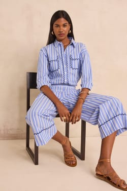 Straight striped cotton pants LOUISETTE;${refinementColor}