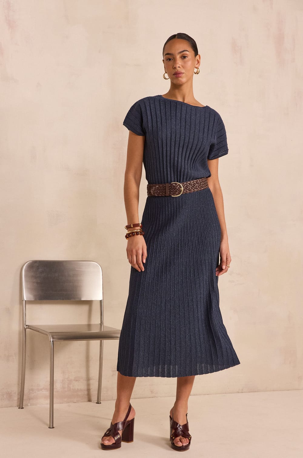 Pleated mesh skirt OLYMPE;${refinementColor}