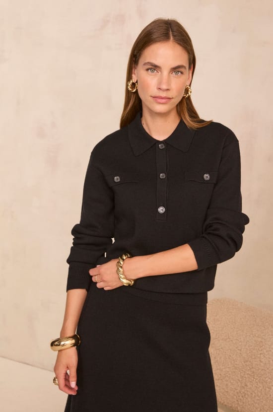 Black long-sleeved wool sweater AMBRE;${refinementColor}