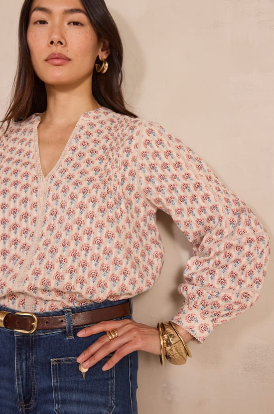Printed cotton blouse DENNY;${refinementColor}