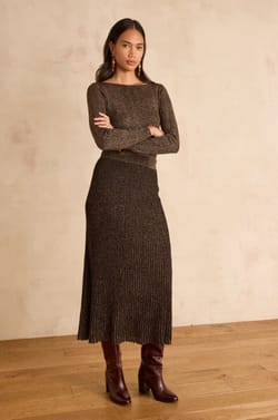 Pleated knit Skirt CARILLON;${refinementColor}