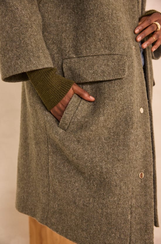 Wool coat herringbone pattern MAGDA;${refinementColor}