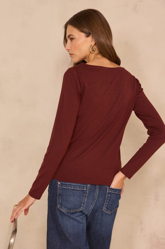 TANGUY cotton blend boat neck T-shirt;${refinementColor}