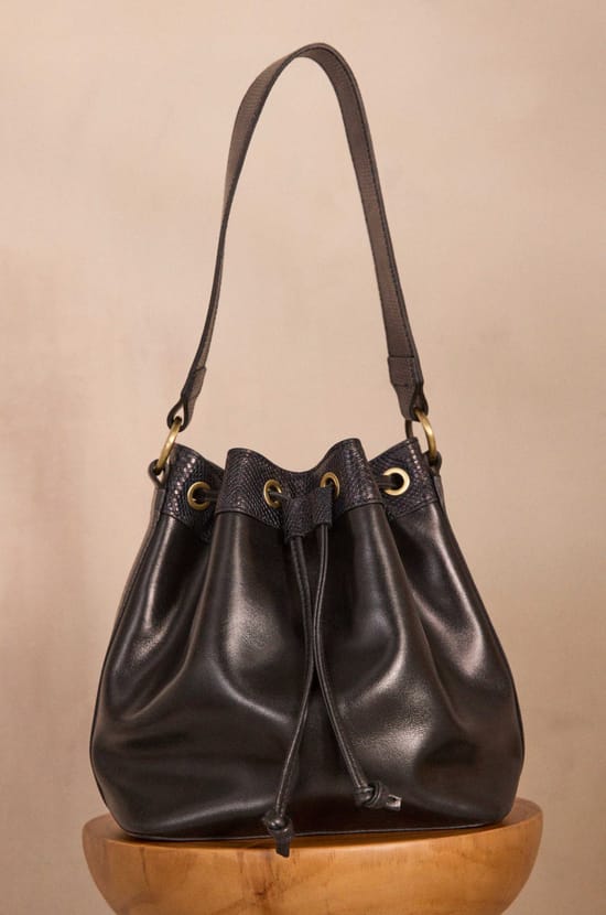 VALENTIN leather bucket bag;${refinementColor}