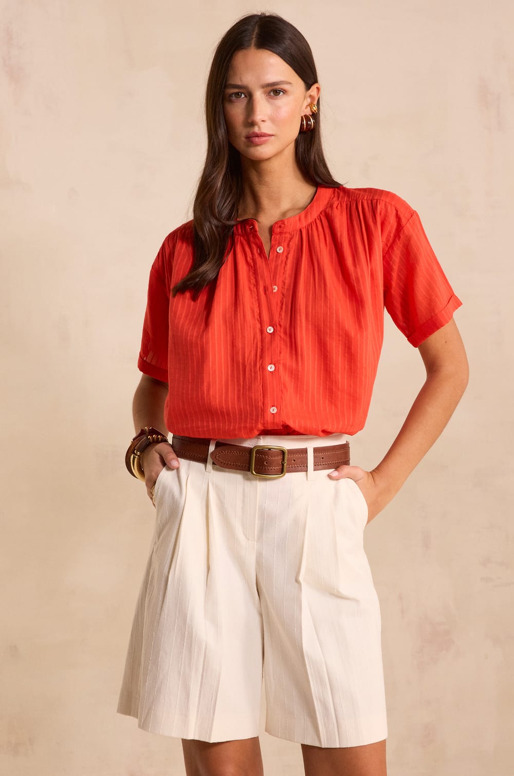 Bermuda mixed cotton trousers TIA;${refinementColor}