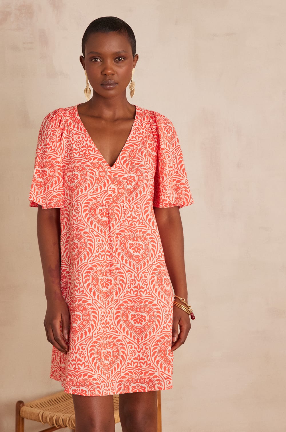 ROMA dress in printed cotton;${refinementColor}