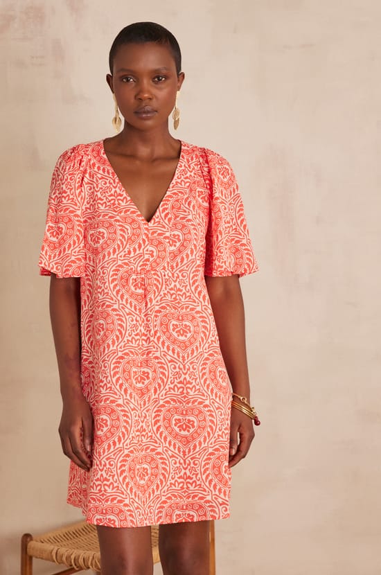 ROMA dress in printed cotton;${refinementColor}