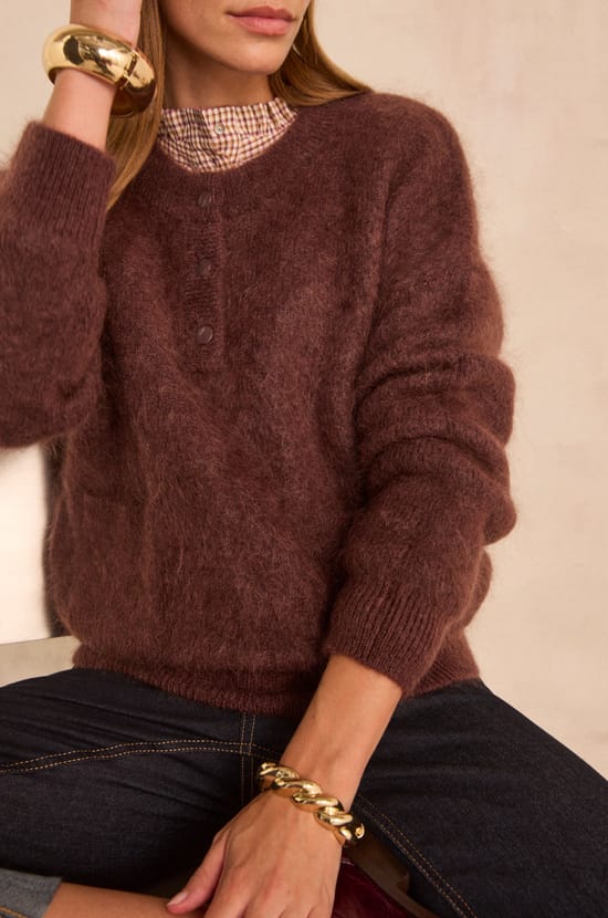 ASSIA long-sleeve sweater in mixed mohair and wool;${refinementColor}