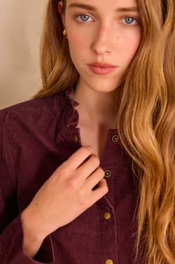 SERAPHINE velvet blouse in 100% cotton;${refinementColor}