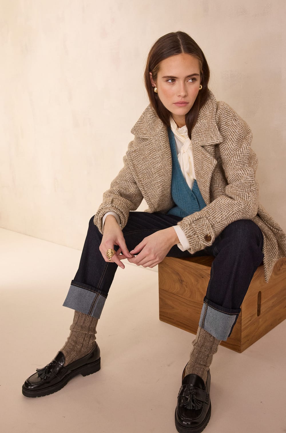Sleeveless wool and cashmere cardigan PACO;${refinementColor}
