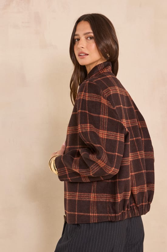 FELICITY mixed wool tartan jacket;${refinementColor}