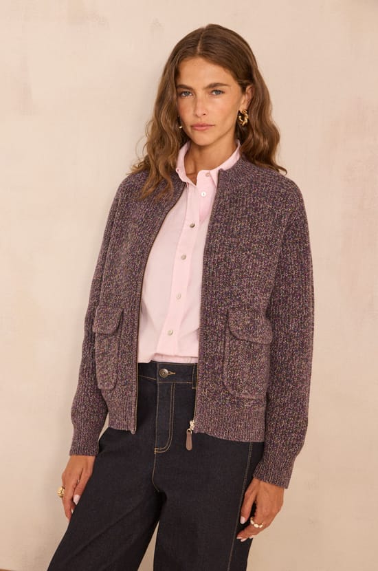 AGATHE long sleeve dense knit vest;${refinementColor}