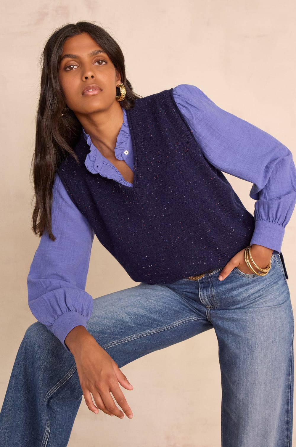 BASILE sleeveless jumper in 100% wool;${refinementColor}