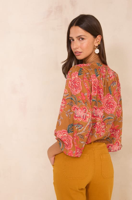 Printed long-sleeve cotton blouse DjJAZZ;${refinementColor}