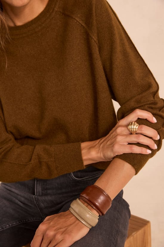 Long sleeve cashmere sweater 2 strands ARISTIDE;${refinementColor}
