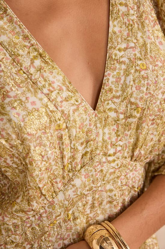 Flowy dress with shiny print BRIDGET;${refinementColor}