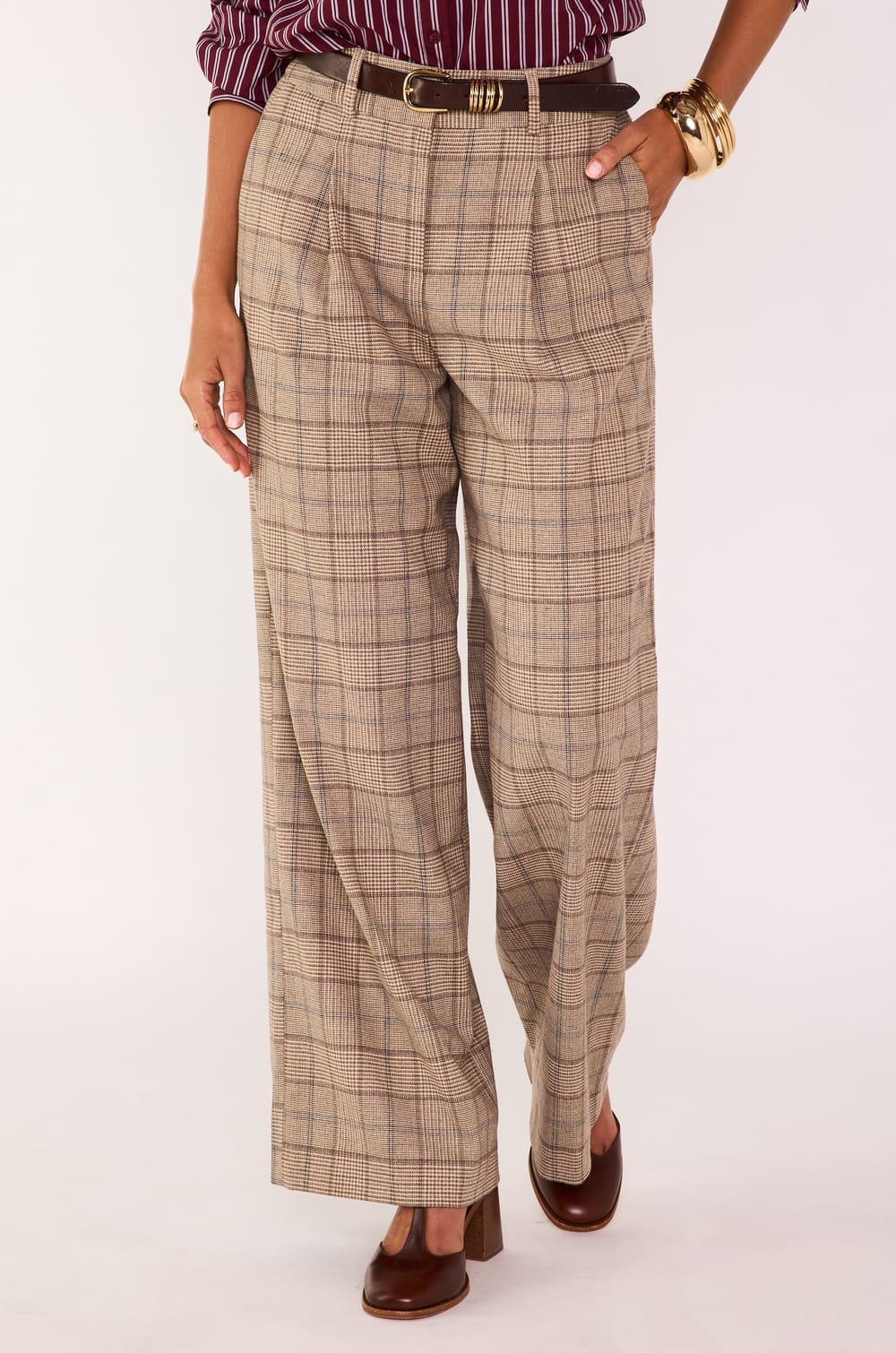 Pantalon Large &agrave; carreaux FLAUBERT ;${refinementColor}