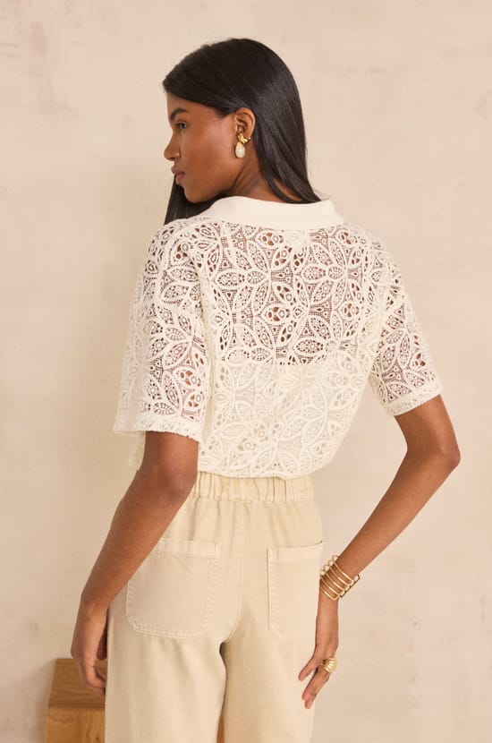 Short-sleeve lace T-shirt LOU;${refinementColor}