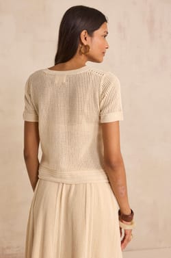 Short-sleeved cotton crochet top PHILIPPINE;${refinementColor}