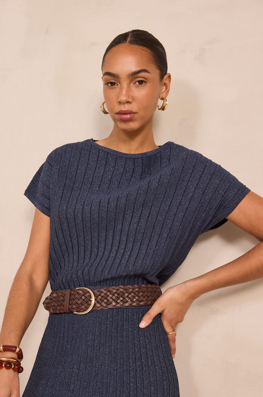 PERLA short sleeve sweater;${refinementColor}