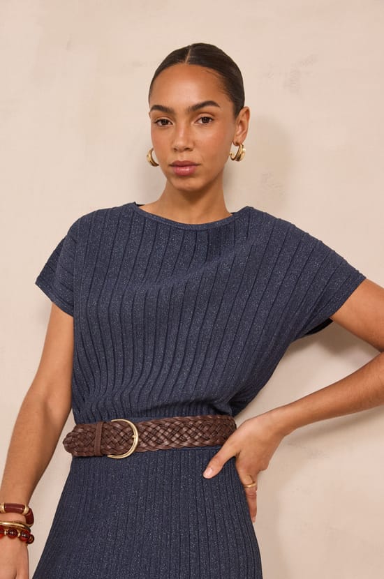 PERLA short sleeve sweater;${refinementColor}