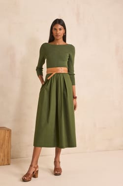 BLONDIE bi-material A-line dress;${refinementColor}