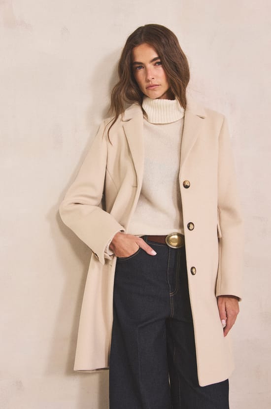 ANABELLE wool blend straight coat;${refinementColor}
